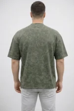 Erkek Premium Tişört OSY Yumuşak Dokulu Yıkamalı Oversize T-Shirt - Haki - Görsel 3