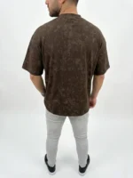 Erkek Premium Tişört OSY Yumuşak Dokulu Yıkamalı Oversize T-Shirt - Kahverengi - Görsel 2