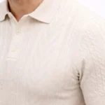 Erkek Yazlık Triko Tişört Kısa Kol Polo Yaka Düğmeli T-Shirt - Krem