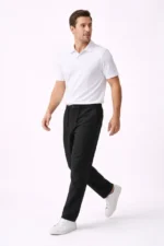 Erkek Keten Cepli Pantolon Lastikli Bel Bağcıklı Önden Fermuarlı - Siyah - Görsel 4