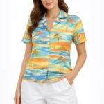 Yazlık Tropikal Desenli Gömlek Şort Takım Rahat Kalıp Tatil Kombin  - Desenli