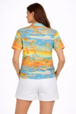 Yazlık Tropikal Desenli Gömlek Şort Takım Rahat Kalıp Tatil Kombin  - Desenli - Görsel 3