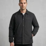 Erkek Yağmur İtici İç Astarlı Çıtçıtlı İç Cepli Dış Cepli Mevsimlik Mont - Siyah