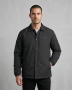 Erkek Yağmur İtici İç Astarlı Çıtçıtlı İç Cepli Dış Cepli Mevsimlik Mont - Siyah