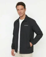 Erkek Yağmur İtici İç Astarlı Çıtçıtlı İç Cepli Dış Cepli Mevsimlik Ceket - Siyah