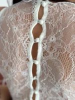 Dantel Detaylı Derin Dekolte Body Şık Kolsuz Yazlık Bodysuit - Beyaz - Görsel 2