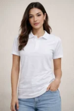 Polo Yaka Pike Kumaş Düğmeli Basic Tişört T-Shirt Günlük Rahat - Beyaz - Görsel 2