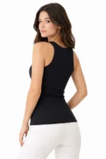 Fitilli Likralı Kaşkorse Atlet Vücuda Oturan Basic Şıklık - Siyah - Görsel 3