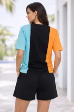 Nakışlı Tişört Şort İkili Takım Oversize Yazlık Kombin - Çok Renkli - Görsel 2