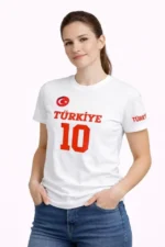 TÜRKİYE Ay Yıldız Baskılı 10 Numara Forma Tişört Taraftar T-Shirt - Beyaz - Görsel 2