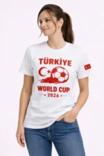 Türkiye World Cup 2026 Baskılı Tişört Futbol Temalı Forma T-Shirt - Beyaz - Görsel 3