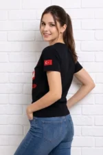 Türkiye World Cup 2026 Baskılı Tişört Futbol Temalı Forma T-Shirt - Siyah - Görsel 2