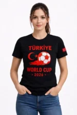 Türkiye World Cup 2026 Baskılı Tişört Futbol Temalı Forma T-Shirt - Siyah - Görsel 3