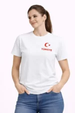 TÜRKİYE Ay Yıldız Baskılı Taraftar Forma T-Shirt - Beyaz - Görsel 2