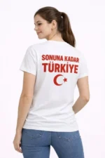 TÜRKİYE Ay Yıldız Baskılı Taraftar Forma T-Shirt - Beyaz - Görsel 3