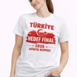 TÜRKİYE Baskılı Tişört Ay Yıldız 2026 Dünya Kupası Taraftar Forma T-Shirt - Beyaz