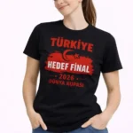 TÜRKİYE Baskılı Tişört Ay Yıldız 2026 Dünya Kupası Taraftar Forma T-Shirt - Siyah