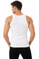Erkek Fitilli Likralı Kaşkorse Atlet Vücuda Oturan Basic Şıklık - Beyaz - Görsel 2