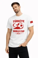 Erkek Türkiye World Cup 2026 Baskılı Tişört Futbol Temalı Forma T-Shirt - Beyaz - Görsel 2