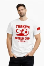 Erkek Türkiye World Cup 2026 Baskılı Tişört Futbol Temalı Forma T-Shirt - Beyaz - Görsel 3