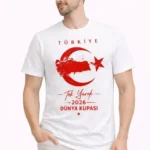 Erkek TÜRKİYE Ay Yıldız Baskılı Taraftar Forma T-Shirt - Beyaz