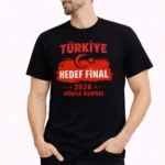Erkek TÜRKİYE Baskılı Tişört Ay Yıldız 2026 Dünya Kupası Taraftar Forma T-Shirt - Siyah