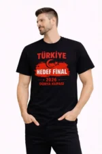 Erkek TÜRKİYE Baskılı Tişört Ay Yıldız 2026 Dünya Kupası Taraftar Forma T-Shirt - Siyah