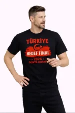 Erkek TÜRKİYE Baskılı Tişört Ay Yıldız 2026 Dünya Kupası Taraftar Forma T-Shirt - Siyah - Görsel 3