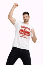 Erkek TÜRKİYE Baskılı Tişört Ay Yıldız 2026 Dünya Kupası Taraftar Forma T-Shirt - Beyaz - Görsel 3