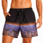 Erkek Deniz Şortu Fermuarlı Cepli File Astarlı Hızlı Kuruyan Premium - Siyah