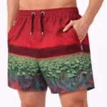 Erkek Deniz Şortu Fermuarlı Cepli File Astarlı Hızlı Kuruyan Premium - Kırmızı