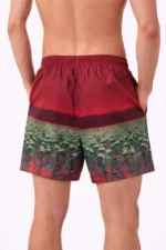 Erkek Deniz Şortu Fermuarlı Cepli File Astarlı Hızlı Kuruyan Premium - Kırmızı - Görsel 2