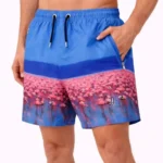 Erkek Deniz Şortu Fermuarlı Cepli File Astarlı Hızlı Kuruyan Premium - Mavi