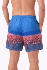 Erkek Deniz Şortu Fermuarlı Cepli File Astarlı Hızlı Kuruyan Premium - Mavi - Görsel 3