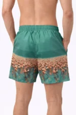 Erkek Deniz Şortu Fermuarlı Cepli File Astarlı Hızlı Kuruyan Premium - Su Yeşili - Görsel 2