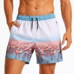 Erkek Deniz Şortu Fermuarlı Cepli File Astarlı Hızlı Kuruyan Premium - Beyaz