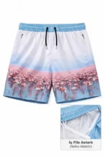 Erkek Deniz Şortu Fermuarlı Cepli File Astarlı Hızlı Kuruyan Premium - Beyaz - Görsel 2