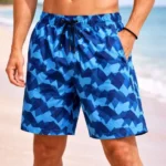 Erkek Deniz Şortu Fermuarlı Cepli File Astarlı Hızlı Kuruyan Premium - Mavi