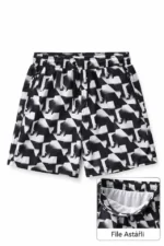 Erkek Deniz Şortu Fermuarlı Cepli File Astarlı Hızlı Kuruyan Premium - Siyah - Görsel 2