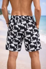 Erkek Deniz Şortu Fermuarlı Cepli File Astarlı Hızlı Kuruyan Premium - Siyah - Görsel 3