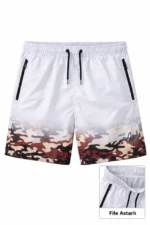 Erkek Deniz Şortu Fermuarlı Cepli File Astarlı Hızlı Kuruyan Premium - Beyaz - Görsel 2