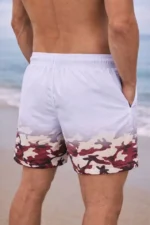 Erkek Deniz Şortu Fermuarlı Cepli File Astarlı Hızlı Kuruyan Premium - Beyaz - Görsel 3