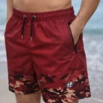 Erkek Deniz Şortu Fermuarlı Cepli File Astarlı Hızlı Kuruyan Premium - Kırmızı