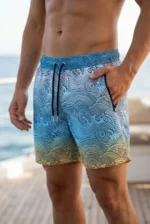 Erkek Deniz Şortu Fermuarlı Cepli File Astarlı Hızlı Kuruyan Premium - Çok Renkli