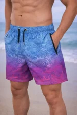 Erkek Deniz Şortu Fermuarlı Cepli File Astarlı Hızlı Kuruyan Premium - Çok Renkli
