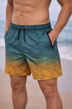 Erkek Deniz Şortu Fermuarlı Cepli File Astarlı Hızlı Kuruyan Premium - Çok Renkli