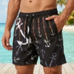 Erkek Deniz Şortu Fermuarlı Cepli File Astarlı Hızlı Kuruyan Premium - Siyah