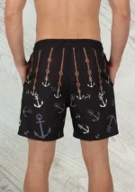 Erkek Deniz Şortu Fermuarlı Cepli File Astarlı Hızlı Kuruyan Premium - Siyah - Görsel 2