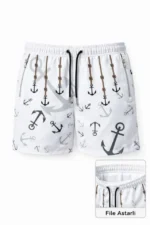 Erkek Deniz Şortu Fermuarlı Cepli File Astarlı Hızlı Kuruyan Premium - Beyaz - Görsel 2