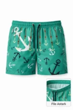 Erkek Deniz Şortu Fermuarlı Cepli File Astarlı Hızlı Kuruyan Premium - Su Yeşili - Görsel 2